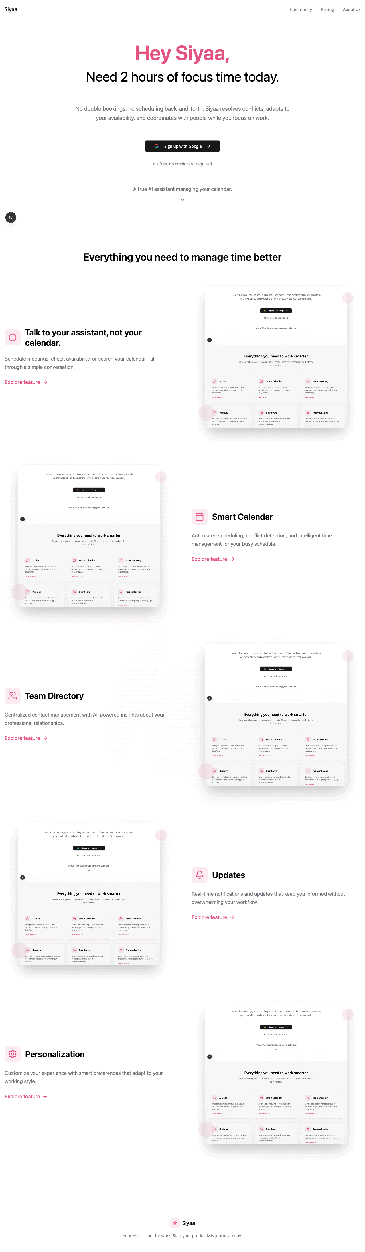 Talk to your assistant, not your calendar. interface